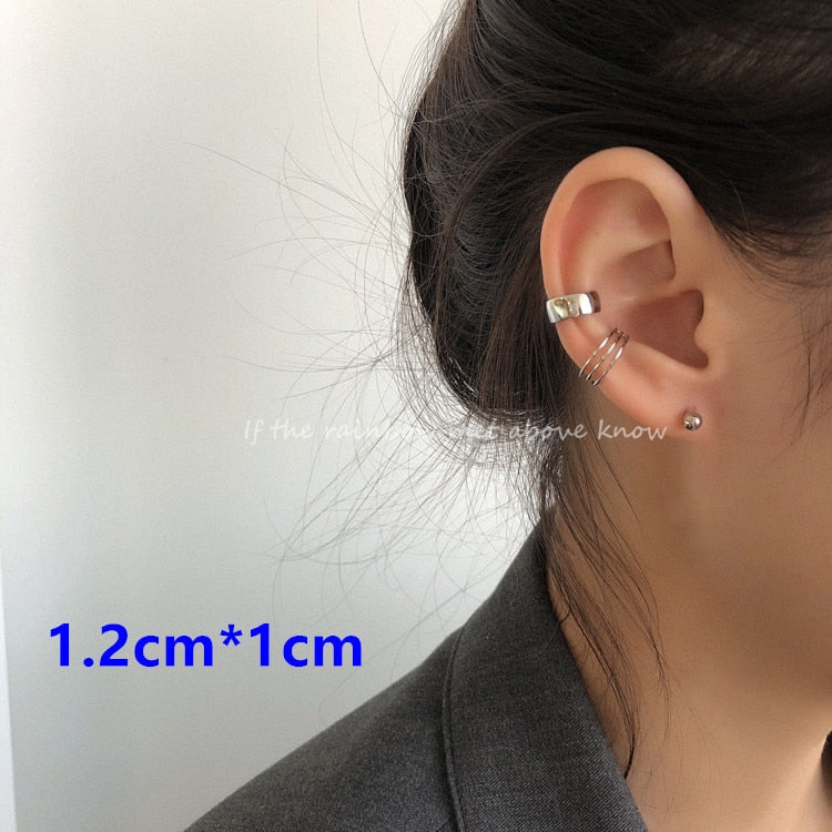 Korean Zircon Small Ear Cuff Set Ear Clips Vintage Gold Color Earcuff Cute Cartilage No Pierced Clip Earrings Women's Jewelry