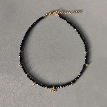 Hand-Made Exquisite Natural Stone Beaded Necklace Charm Eye Pattern Accessory Pendant Women Retro Fashion Neck Jewelry Колье