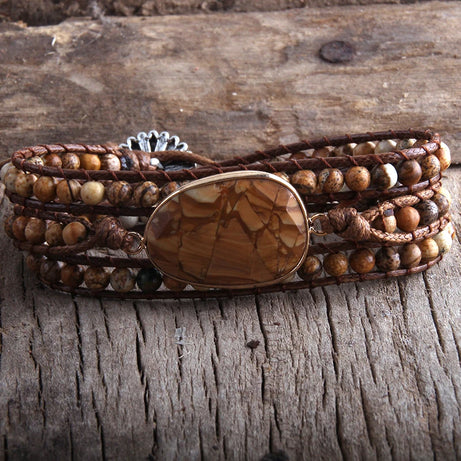 3-Strand Natural Stone Wrap Bracelet