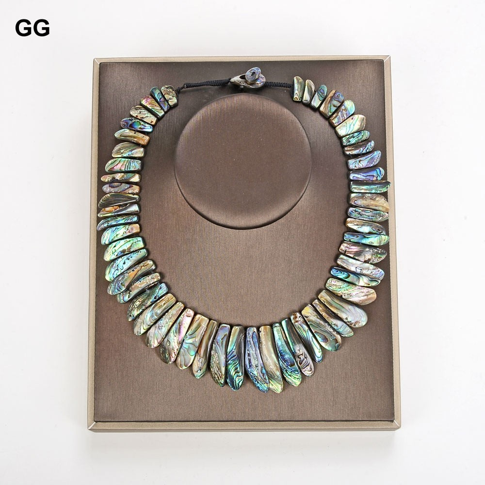 GuaiGuai Jewelry 19'' Handmade Natural Green Paua Abalone Shell Sea Shell Necklace For Women - Charlie Dolly
