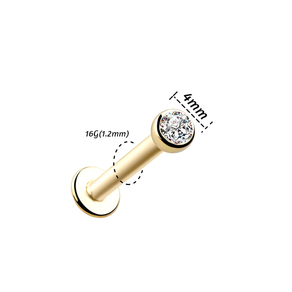 1Pc 16G 1.5-3mm Labret Tragus Cartilage Earring 16g Punk Cz Gem Round Tragus Lip Ring Monroe Ear Cartilage Earring Piercing - Charlie Dolly