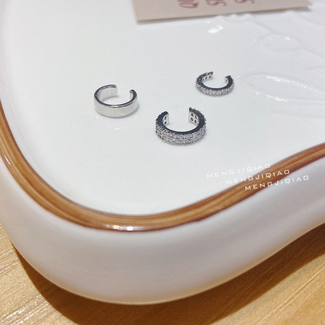 3pcs/Set Delicate Micro Pave Zircon Cute Clip Earrings Female Buckle EarCuff No Piercings Fake Cartilage Ear Jewelry 2021 - Charlie Dolly