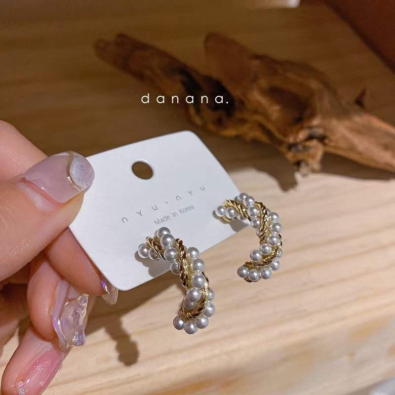 Pearl Rhinestone Bear Love Earrings Female Exquisite Small Earrings Korea Simple Cute Earrings Female Party Beautiful Jewelry - Charlie Dolly