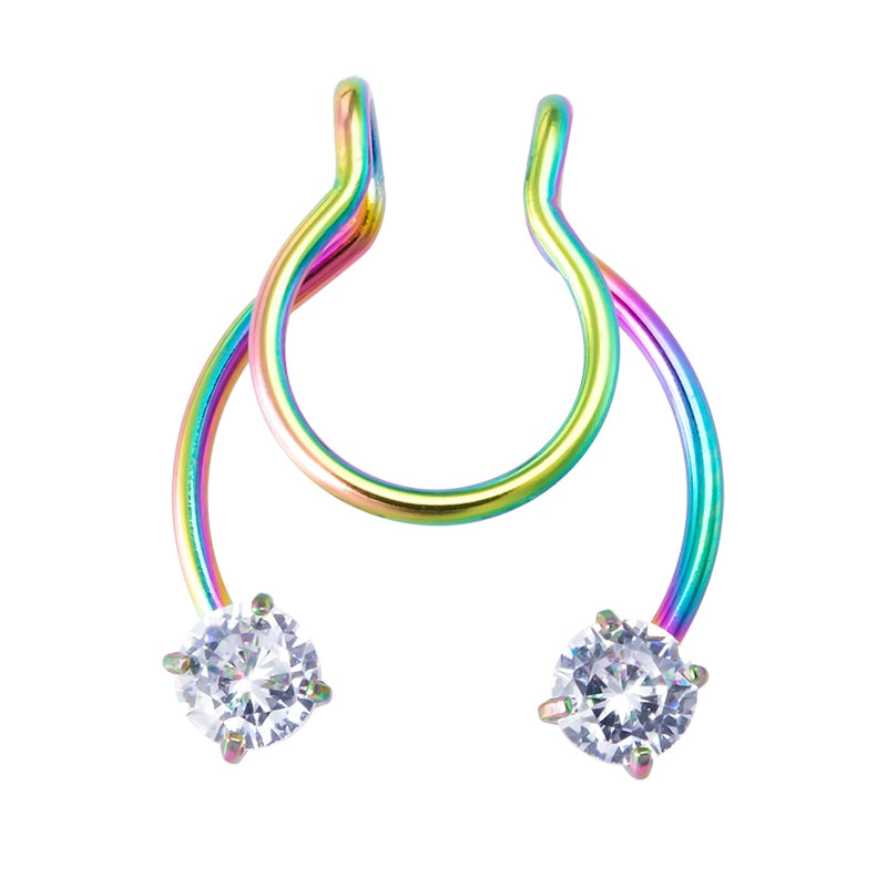 Fake Nose Ring Non Piercing Horseshoe Septum Piercing Magnetic Hoop Stainless Steel Reusable Magnet Punk for Women Jewelry Gifts - Charlie Dolly