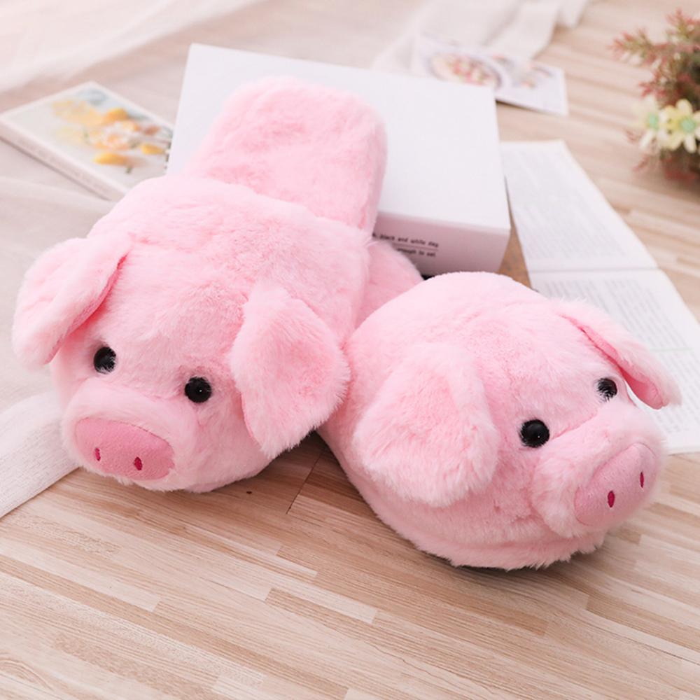 Winter Women Warm Indoor Slippers Ladies Fashion Cute Pink Pig Shoes Women's Soft Short Furry Plush Home Floor Slipper SH467 - Charlie Dolly