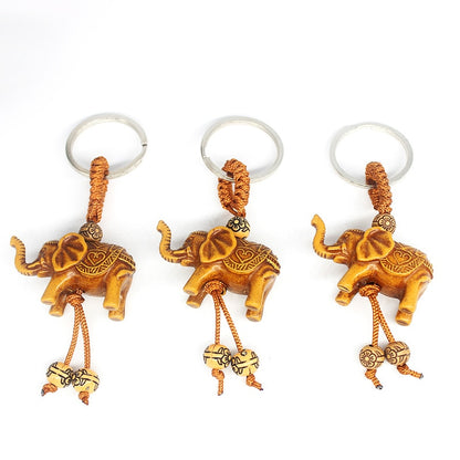 Women Men Lucky Wooden Elephant Carving Pendant Keychain Religion Chain Key Ring Keyring Jewelry Wholesale Cute Keychain