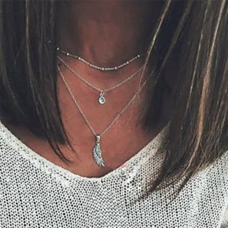 Moon Cross Tree Star Layered Choker Necklace Jewelry