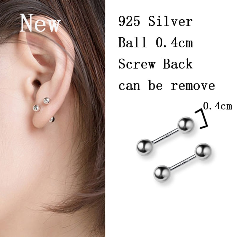 La Monada Sterling Silver Stud Earrings Women Two Ball Fine 925 Silver Jewelry Woman Earrings Stud Silver 999 Keep Piercing Nut