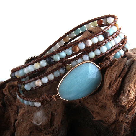 3-Strand Natural Stone Wrap Bracelet