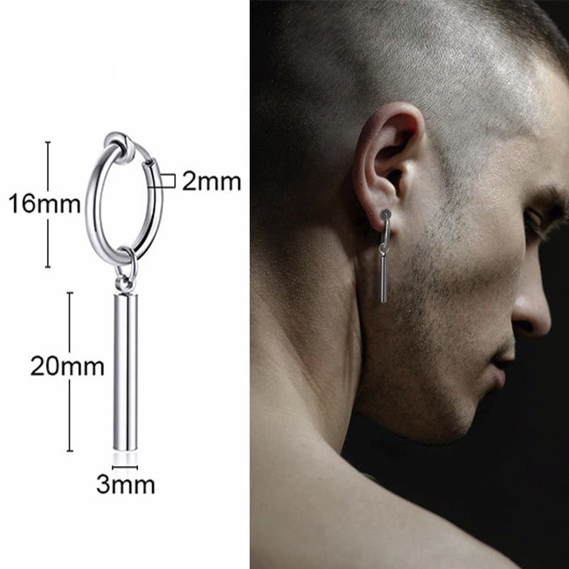 IRREGULAR TRIANGLE LONG CHAIN CUFF EARRING FOR MEN UNISEX JEWELRY ROCK THE COOLEST CONCH HOOP CLIP PIERCING WITHOUT PIERCING - Charlie Dolly