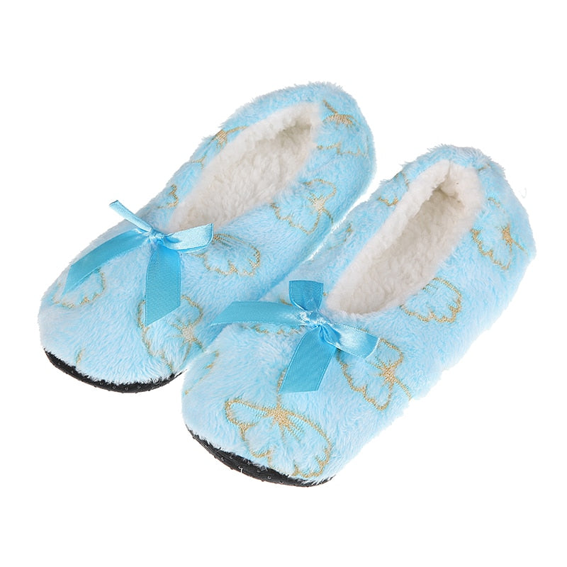Glglgege Winter Slippers Women Shallow Home Embroidered Warm Plush House Shoes Print Knitted Fluffy Slippers Claquette Fourrure