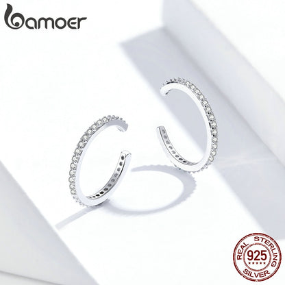 bamoer 925 Sterling Silver Ear Cuff For Women Without Piercing Earrings Jewelry Earcuff Real Silver Fashion Jewelry SCE842