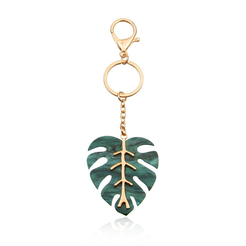 Christmas Green Leaf Metal Keychain Beautiful and Fresh Foliage Shape Key Ring Festival Gift Ladies Accessories Airpods Pendant