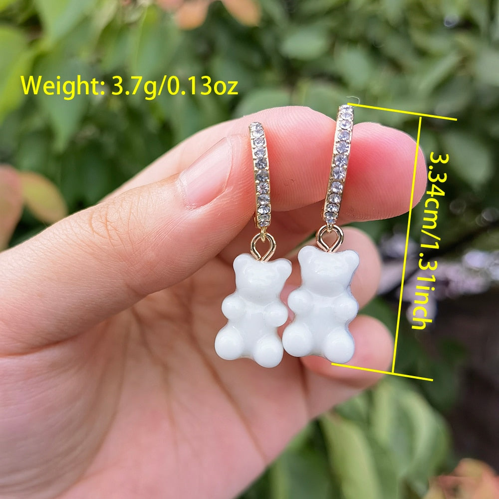 Lost Lady Cute Candy Color Animal Bear Dangle Earrings Lovely Cartoon Earrings for Girls Women Children Birthday Gift Jewelry - Charlie Dolly