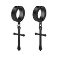 New 1 Pcs Stainless Steel Clip On Non Piercing Earrings For Women Men Black Gold Color Cross Gothic Punk Rock Drop Pendiente - Charlie Dolly