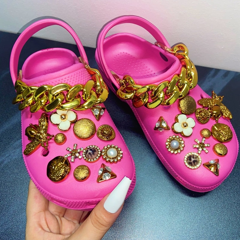 Summer Women Slippers With Charms Chain Platform Outdoor Garden Shoes Sandals Flip Flops Fashion Punk Slippers Women Shoes - Charlie Dolly