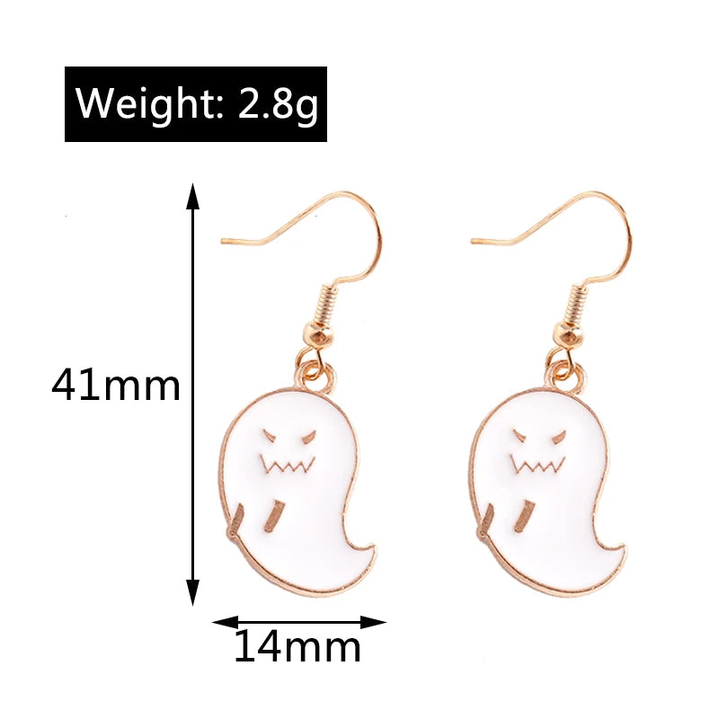 Aihua Fashion Halloween Earrings Enamel Ghost Pumpkin Skeleton Mummy Bat Drop Earrings For Women Halloween Night Party Jewelry - Charlie Dolly
