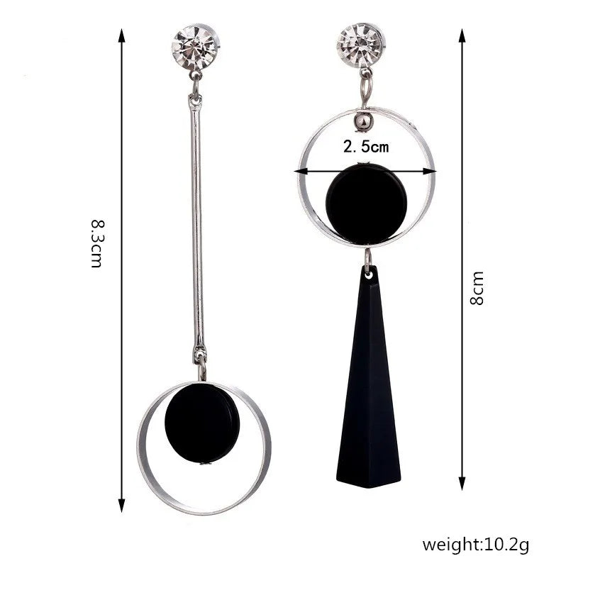 Boho Black Dangle Earrings for Women Long Hanging Earrings Leaf Pendants Pearl Crystal Geometric Earrings pendientes mujer