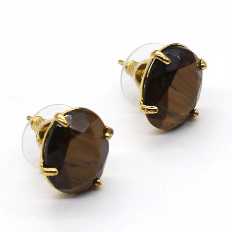 Crystal Stud Earrings for Women Girls Waterdrop Round Oval Shape Natural Lapis Lazuli Amethyst Faceted Stone Earring Jewelry - Charlie Dolly