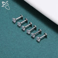 ZS 6 Pcs/Lot 16G Stainless Steel Labret Lip Piercing Set 3/4/5/6MM CZ Crystal Ear Cartilage Tragus Helix Conch Piercings Jewelry - Charlie Dolly