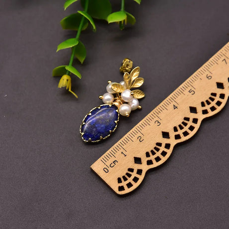GLSEEVO Natural lapis lazuli Pearl Temperament Drop Earrings Women Girls Party Gift Original Design Luxury Jewellery Gift GE0988 - Charlie Dolly