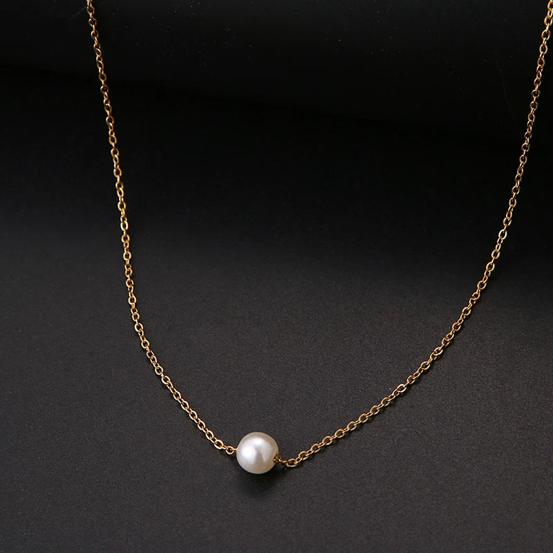 Stainless Steel Necklaces Fashion Multilayer Style Pearl "V" Simple Geometry Necklace For Women Jewelry Party Friends Gifts 2022 - Charlie Dolly