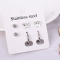 Stainless Steel Earrings Small Cute Butterfly Star Moon Heart Stud Earrings Set Punk Piercing Earing Women's Minimalist Jewelry - Charlie Dolly