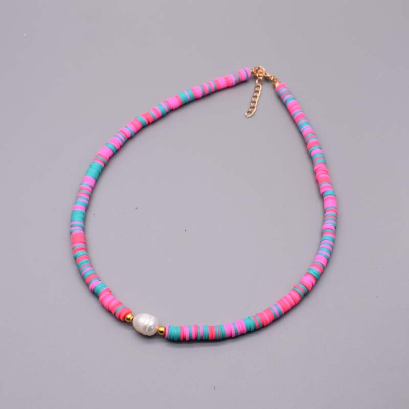 New Colour Boho Natural Fresh Water Pearl Necklace Color Soft Polymer Clay Beads Choker Necklace Beach Femme Jewelry Gift - Charlie Dolly