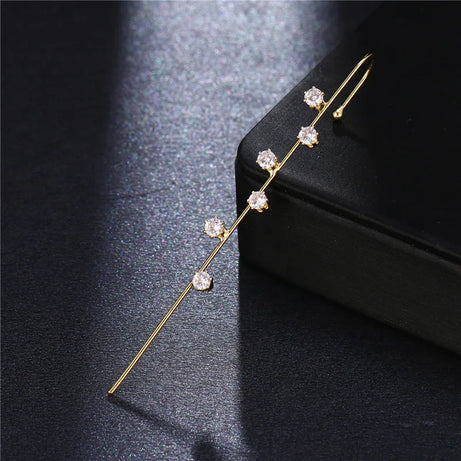 Gold Zirconia Ear Crawler Climber Earrings Jewelry