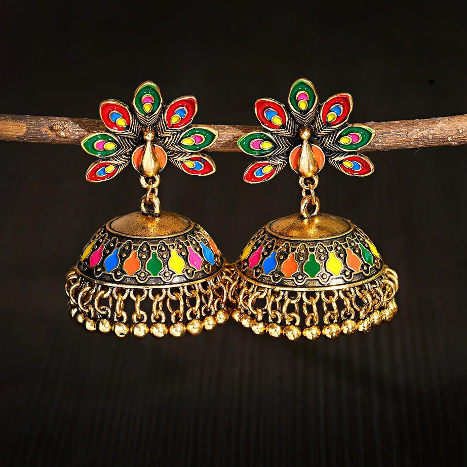 Pearl Bead Indian Jhumka Hanging Earrings Jewelry