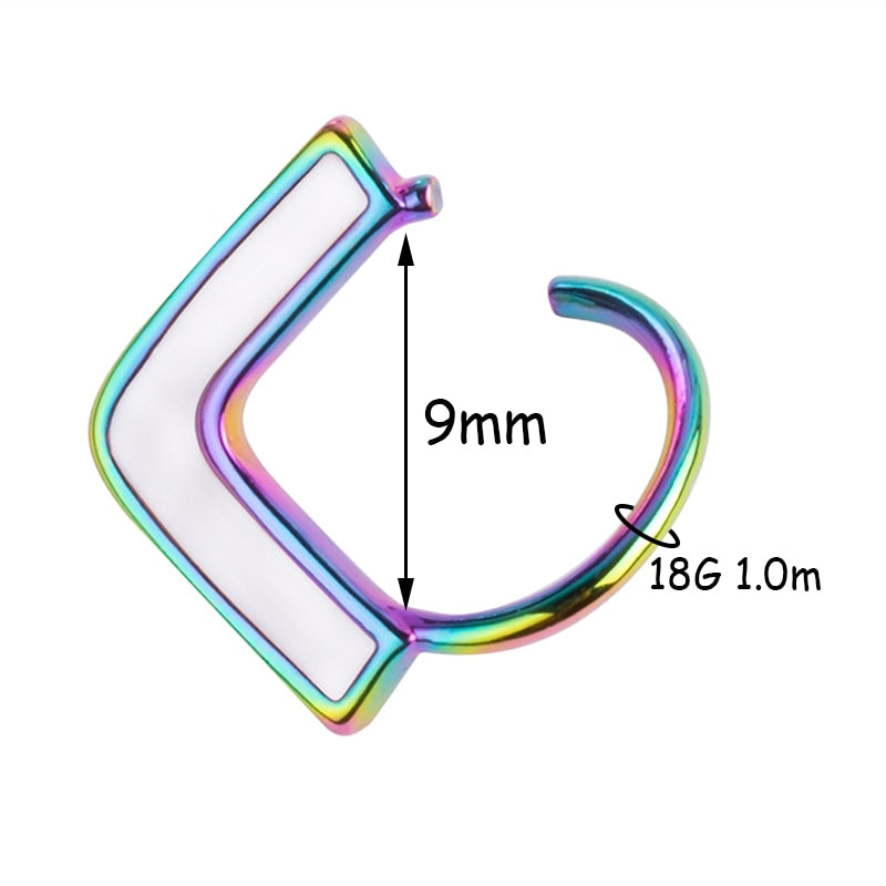 1pc Copper Nose Rings Hoop Septum V-Shap Ear Stud Tragus Cartilage Earring Helix Eyebrow Lip Piercing Nariz Body Jewelry 18G - Charlie Dolly