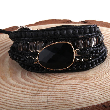Mixed Natural Stone Wrap Bracelet