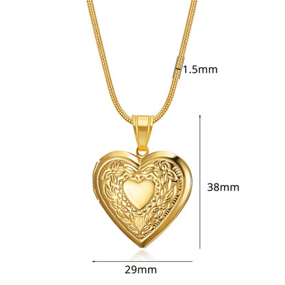 Choker Photo Frame Necklaces Stainless Steel Chain Picture Women Necklaces Heart Locket Pendant Family Image Annivers Gift