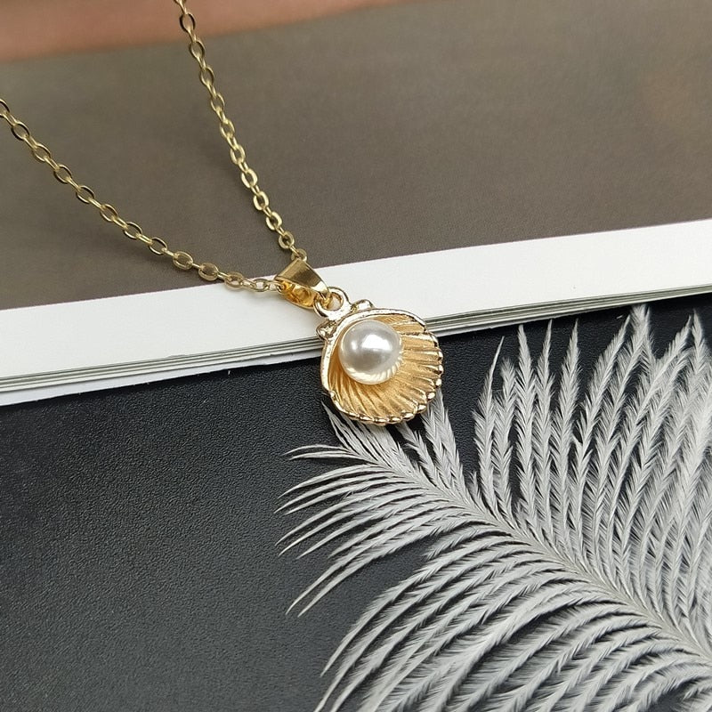 Trendy Summer Shell Imitation Pearl Pendant Necklace For Women Fashion Collar Neck Jewelry Wholesale Dropshipping - Charlie Dolly