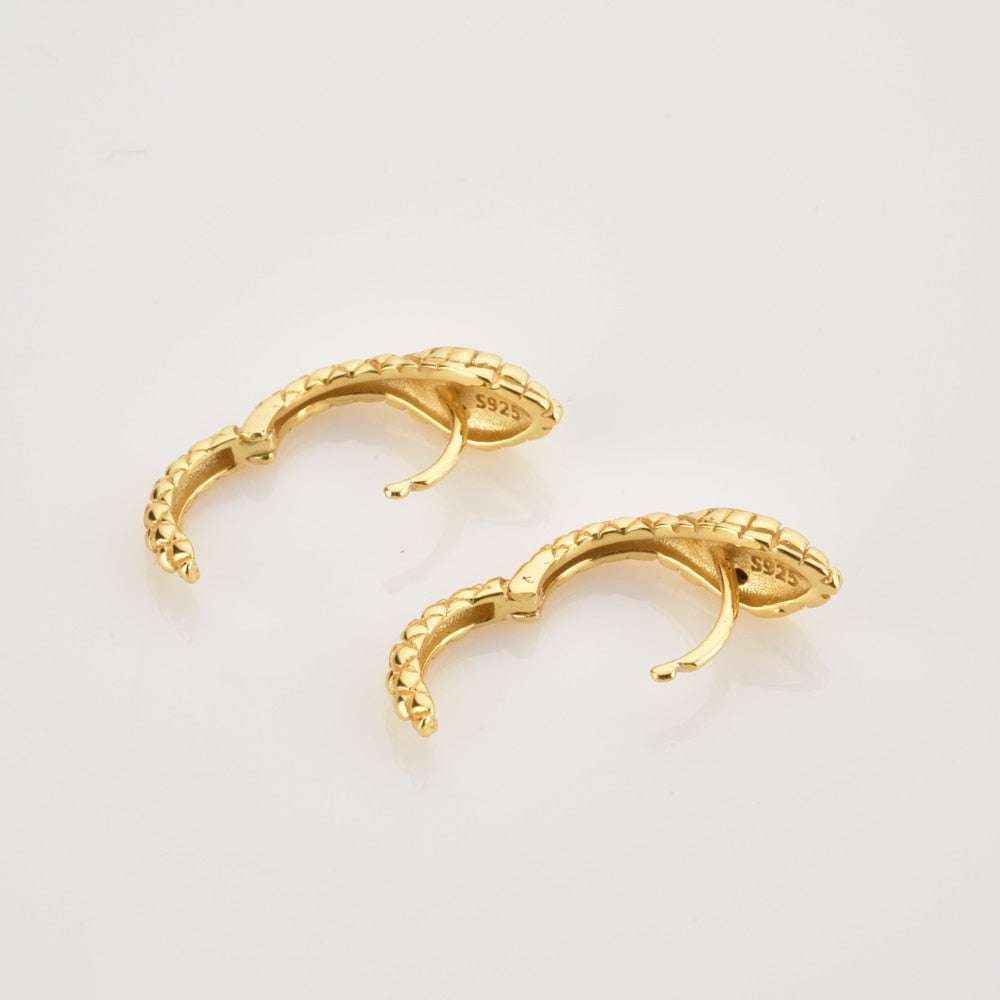 ANDYWEN 925 Sterling Silver Gold Snake Circle Huggies Hoops Women Fashion Luxury Jewelry 2020 Rock Punk Crystal Loops Piercing - Charlie Dolly