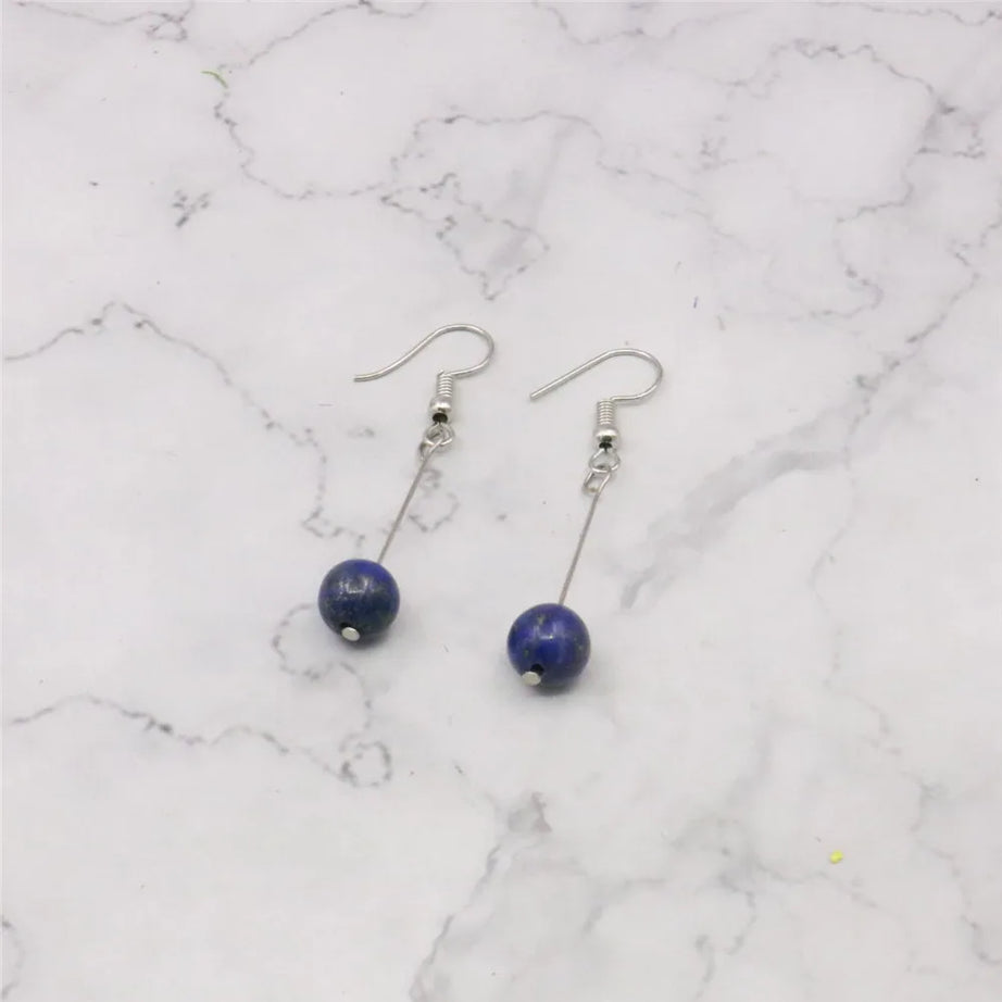 Jewelry set 8mm Egyptian Lapis Lazuli Round Beads necklace bracelet earrings Natural Stone Christmas gifts BV110 Wholesale Price - Charlie Dolly
