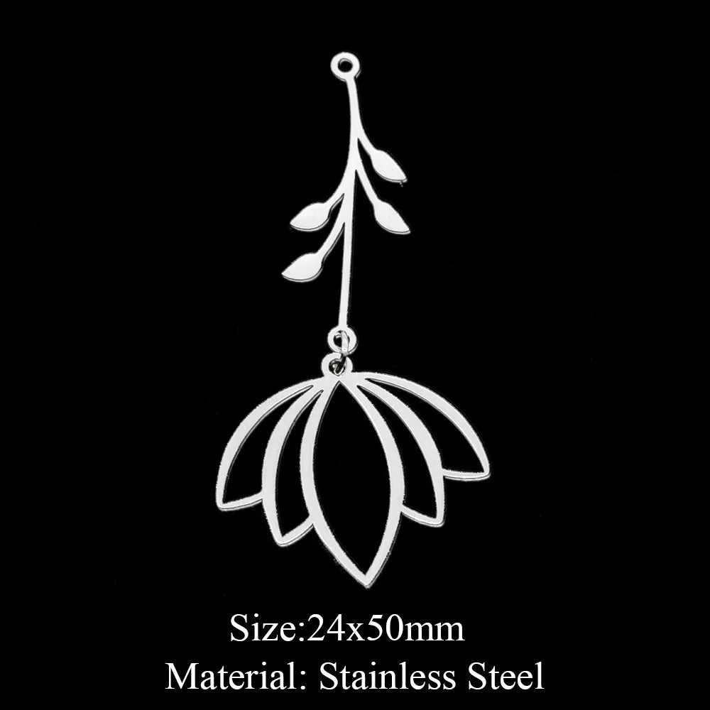 10pcs 316 Stainless Steel Sunflower Lotus Charm Pendants for DIY Jewelry Making Flower Tassel Charms Wholesale Necklaces Accesso