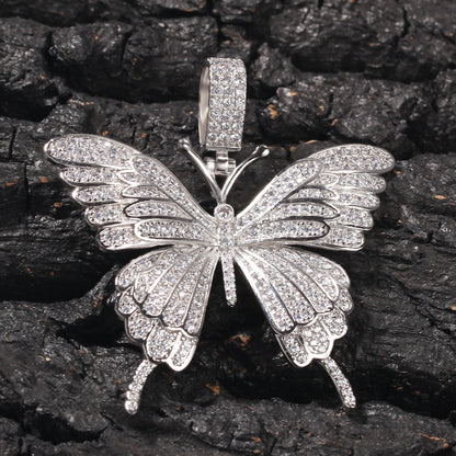 Uwin Iconic Butterfly Pendant 9mm Cuban Chain Cubic Charm Pink Tennis Chain Necklace Men Women Hip Hop Jewelry Gift
