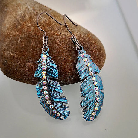 Green Enamel Coconut Leaf Pearl Drop Earrings Jewelry