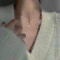 Shiny Butterfly Necklace Ladies Exquisite Double Layer Clavicle Chain Necklace Jewelry for Ladies Gift - Charlie Dolly