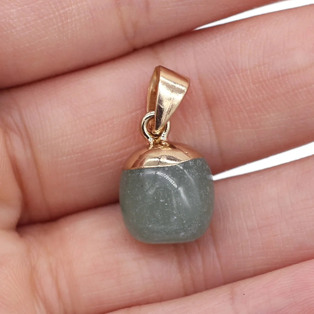 2pc Natural Stone Pendants Reiki Heal Small Round Lapis lazuli Opal for Trendy Jewelry Making Necklace Earrings Gift