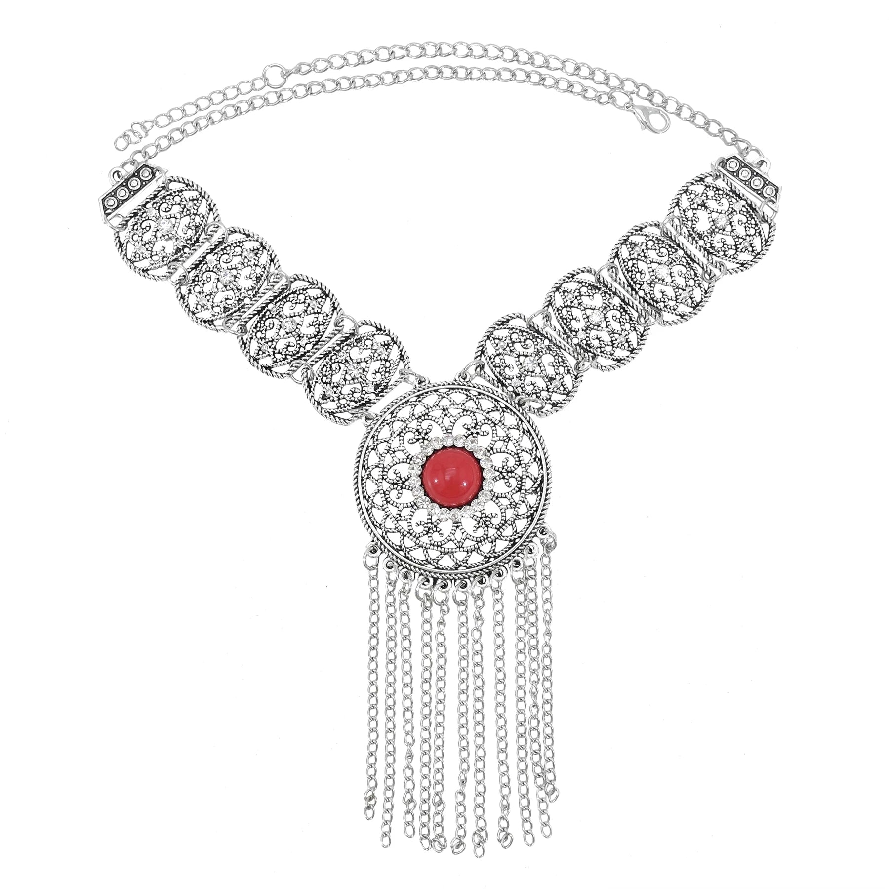 Thread Feather Bead Long Tassel Necklace Jewelry