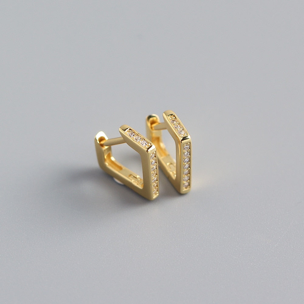 ANDYWEN 925 Sterling Silver Rhombus Triangle Zircon CZ Crystal Huggies Hoops 2021 Piercing Luxury Pendiente Jewelry Rock Punk - Charlie Dolly