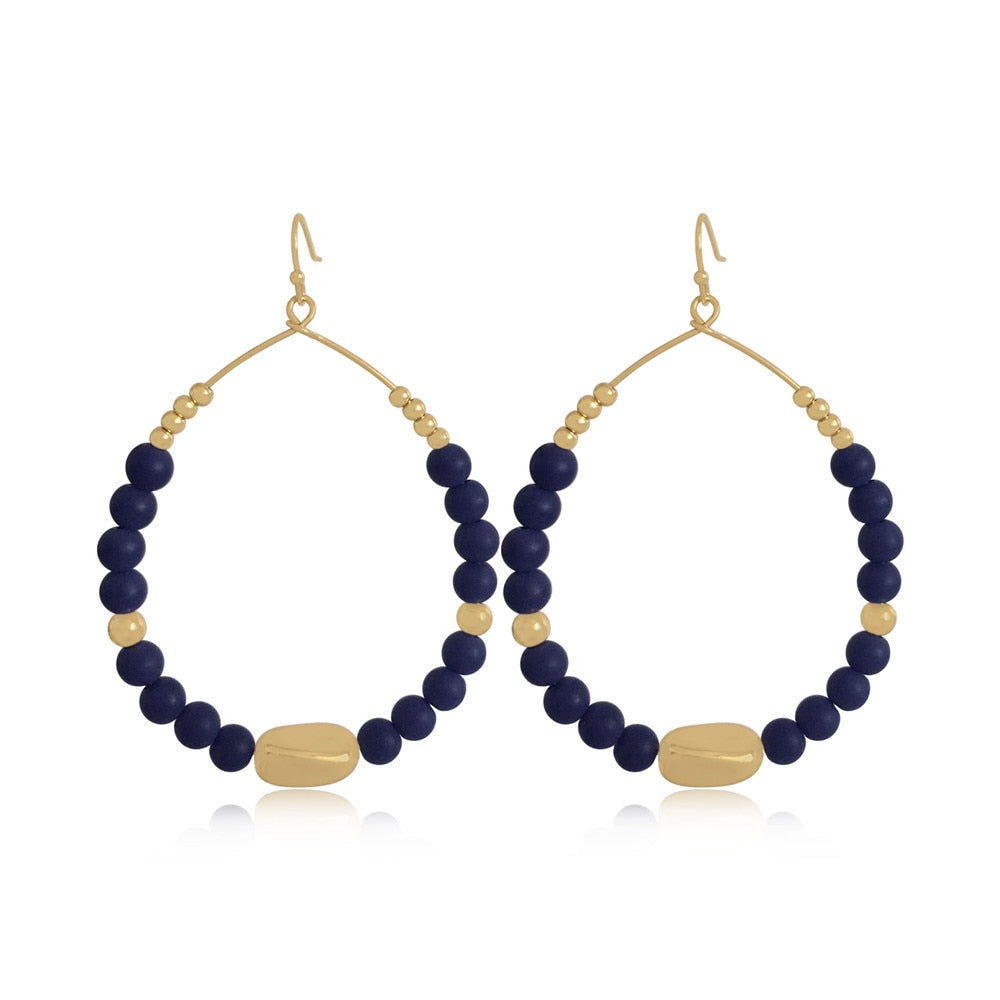 Bohemian Color Bead Hyperbol Earrings For Women 2021 Trend Gradual Acrylic Vintage Hanging Earrings Fashion Female Party Jewelry - Charlie Dolly