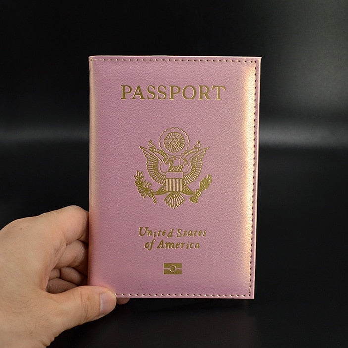 Personalised Passport Cover women With Name USA Cute Pink Personalized Passport Holder designer Travel Passport Case Pouch - Charlie Dolly