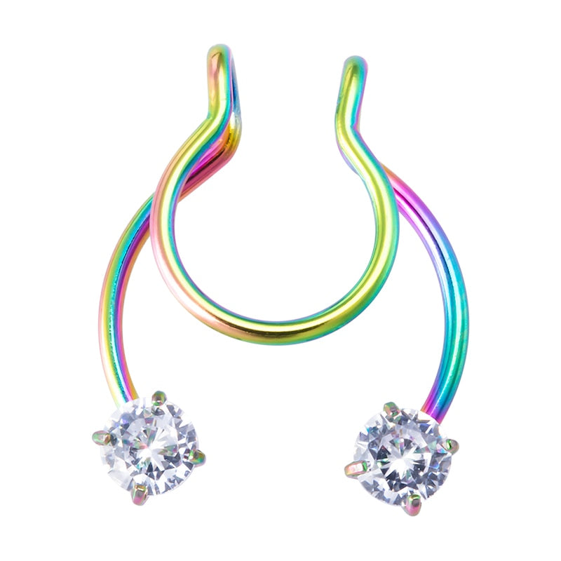 1-5pcs New Fake Nose Piercing Fake Nose Ring Hoop Septum Rings Surgical Steel Colorful Fake Piercing Nose Piercings Jewelry 20G - Charlie Dolly