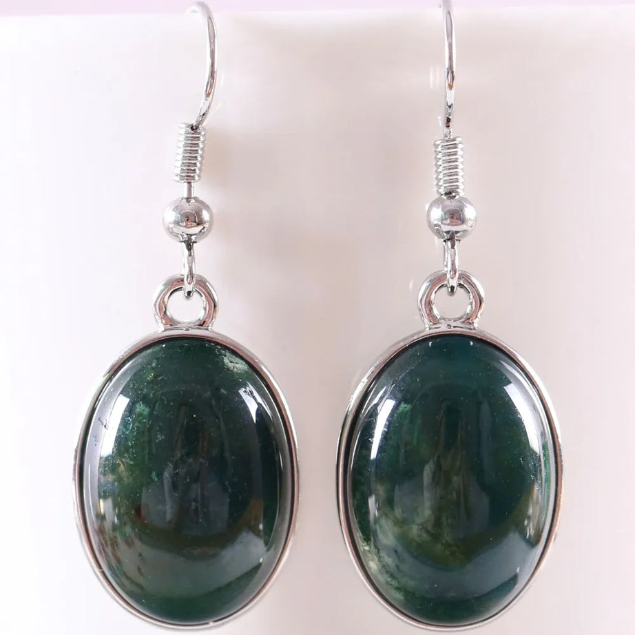 White Opal Lapis Cabochon Drop Earrings Jewelry