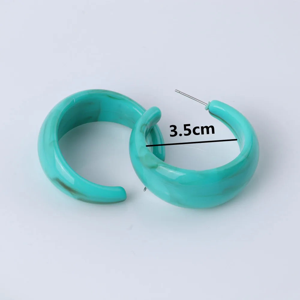 Korean Fashion C-Shape Resin Hoop Earrings for Women New Multicolor Geometric Circle Acrylic Earring Hoops Boho Jewelry Gifts
