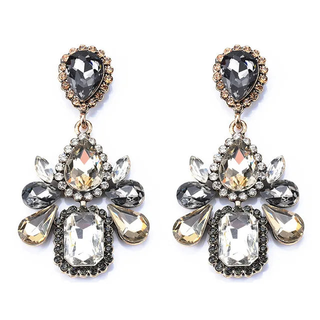 Boho Ethnic Water Crystal Drop Earrings Women's Jewellery Geometric Statement Long Dangle Earring Femme Indian Big Earring
