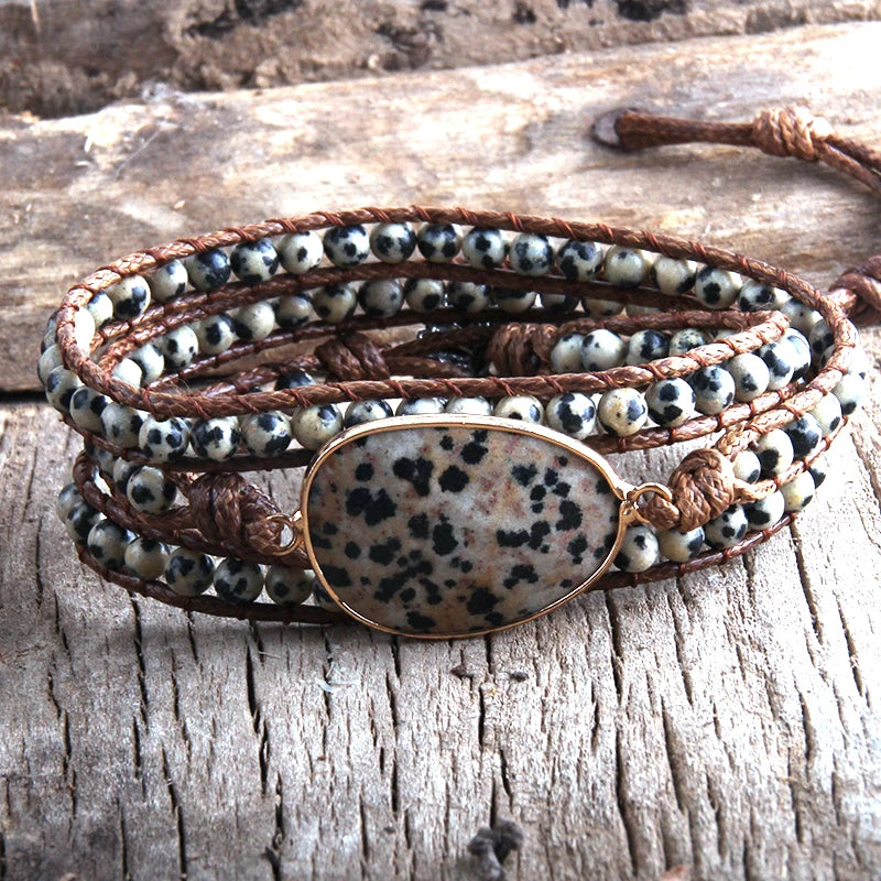 Fashion Beaded Boho Bracelet Jewelry Handmade Natural Stones Charm 3 Strands Wrap Bracelets